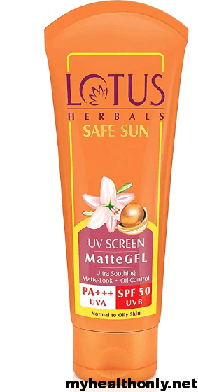 Best Sunscreens - Lotus Herbals Safe Sun UV Screen Matte Gel, SPF 50
