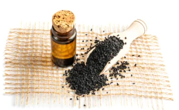 Black Seed Oil: A dark-hued oil in a glass bottle with black seeds scattered around. Known for its potential health benefits, including anti-inflammatory, antioxidant, and immune-boosting properties.