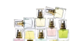 Assorted types of perfume bottles showcasing various fragrances and designs, including floral, citrus, woody, oriental, and fresh scents. Each bottle represents a unique olfactory experience, with different shapes and sizes reflecting the diversity of the perfume market.