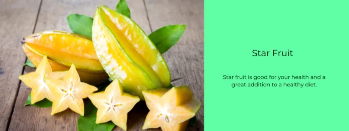 Vibrant yellow star fruit sliced on a white plate - a refreshing tropical fruit packed with vitamins, fiber, and antioxidants. Enjoy its unique taste and numerous health benefits!