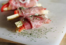 Gourmet prosciutto and fig crostini with goat cheese